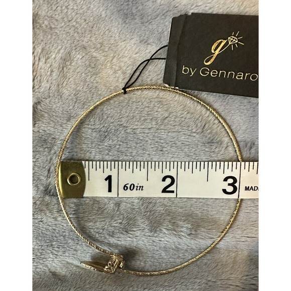 Gold Tone Clear Rhinestone Leaf Open Slim Bangle Bracelet Minor Flaw One Size - Picture 3 of 6